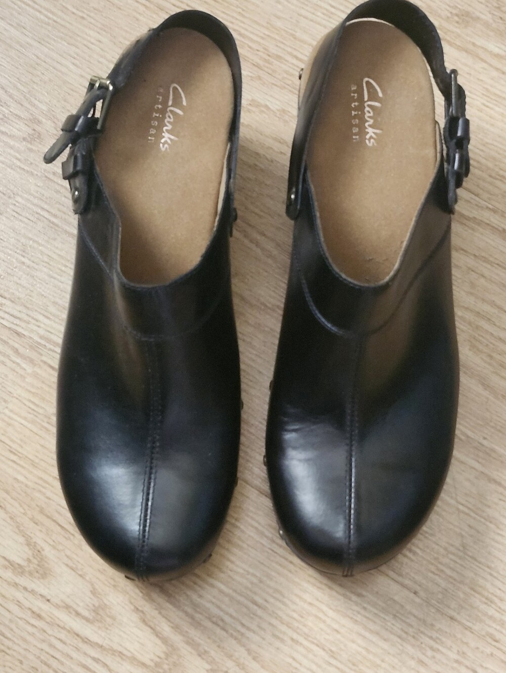 Clarks Ledella York Black Leather Clogs Size 10